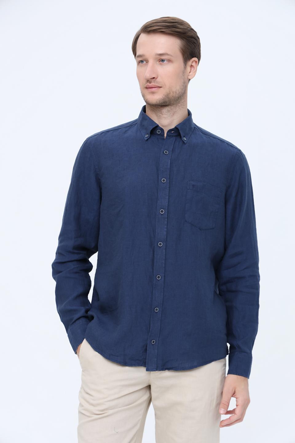 Рубашка Casa Moda men синяя лён