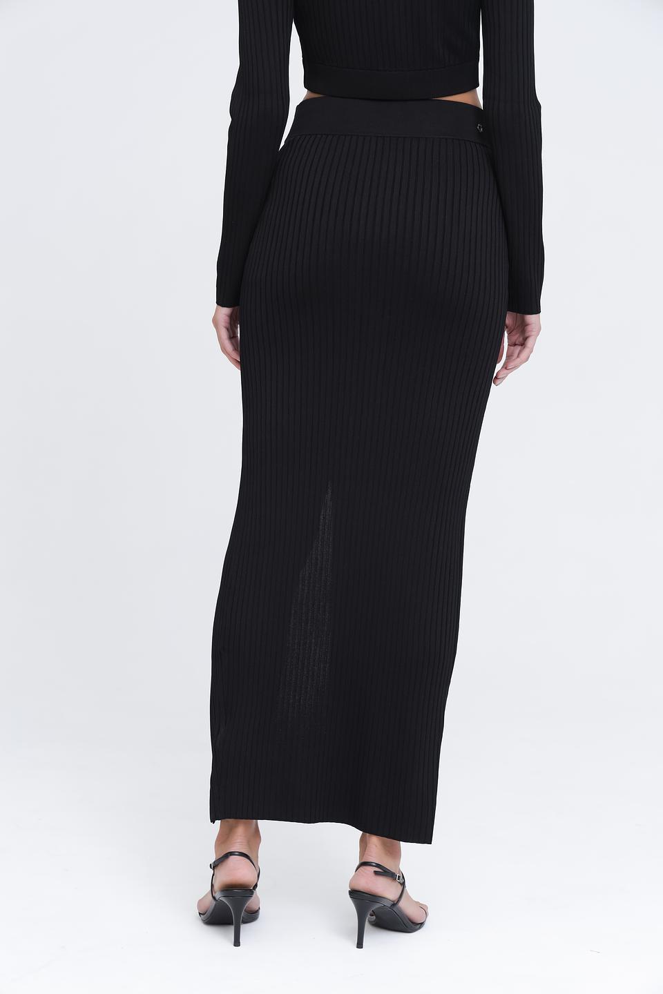 Юбка Guess чёрная трикотажная с разрезом