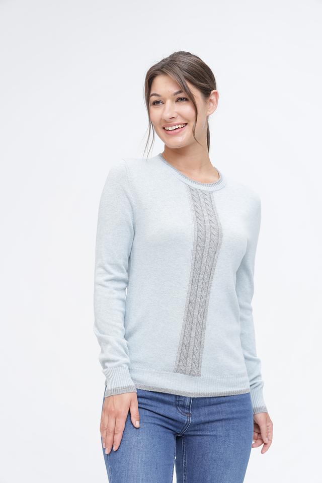 Пуловер Pezzo с косами голубой