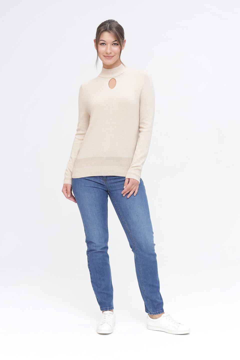 Пуловер Pezzo с вырезом бежевый