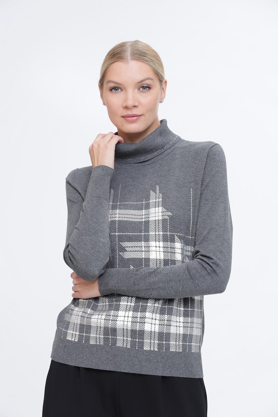 Водолазка Pezzo в клетку серая
