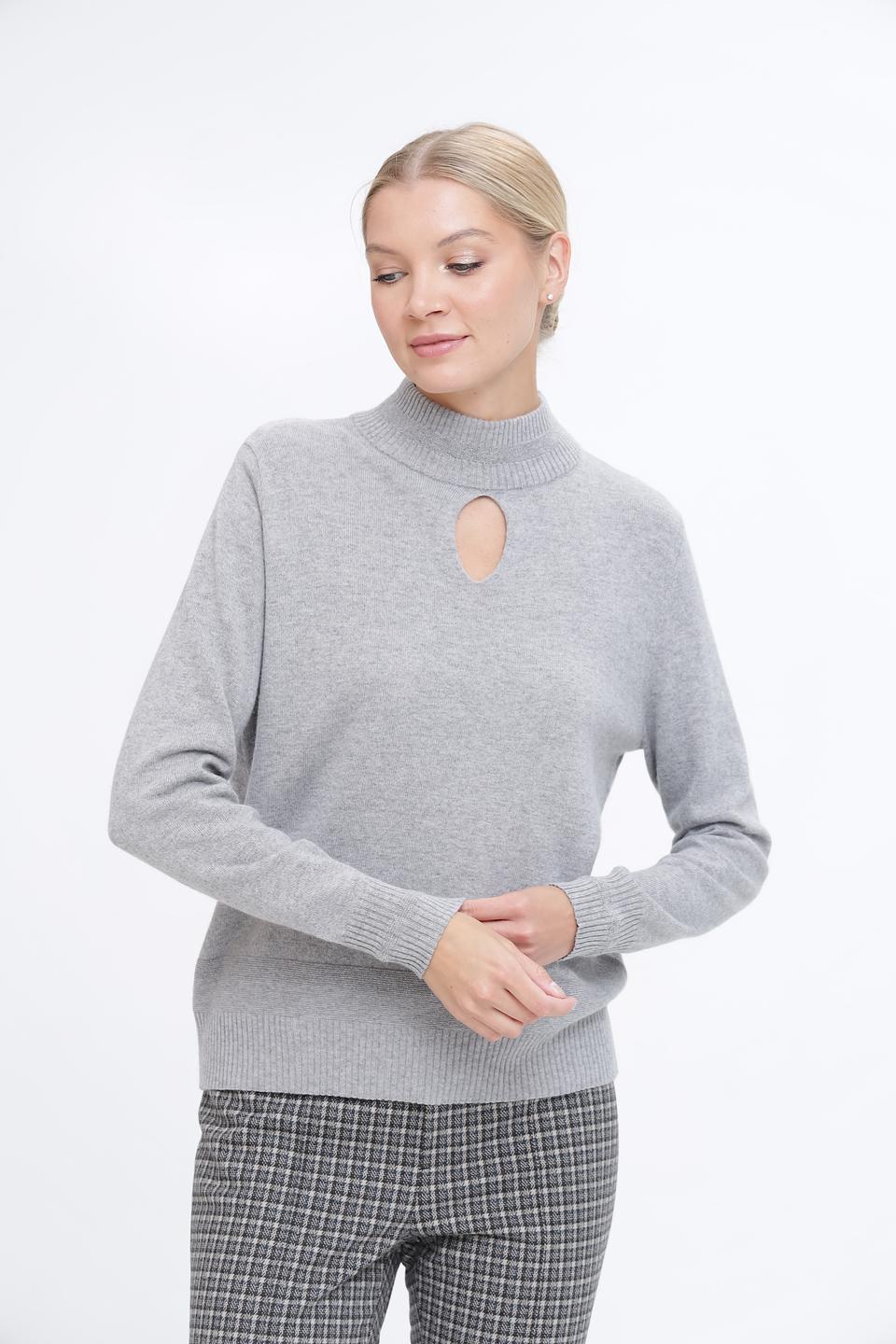 Пуловер Pezzo серый с вырезом