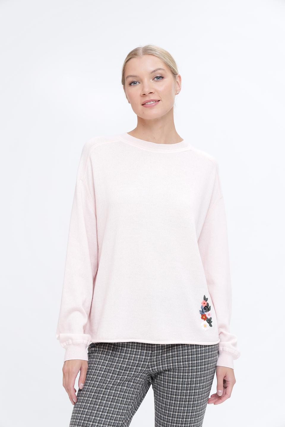 Пуловер Pezzo с вышивкой розовый
