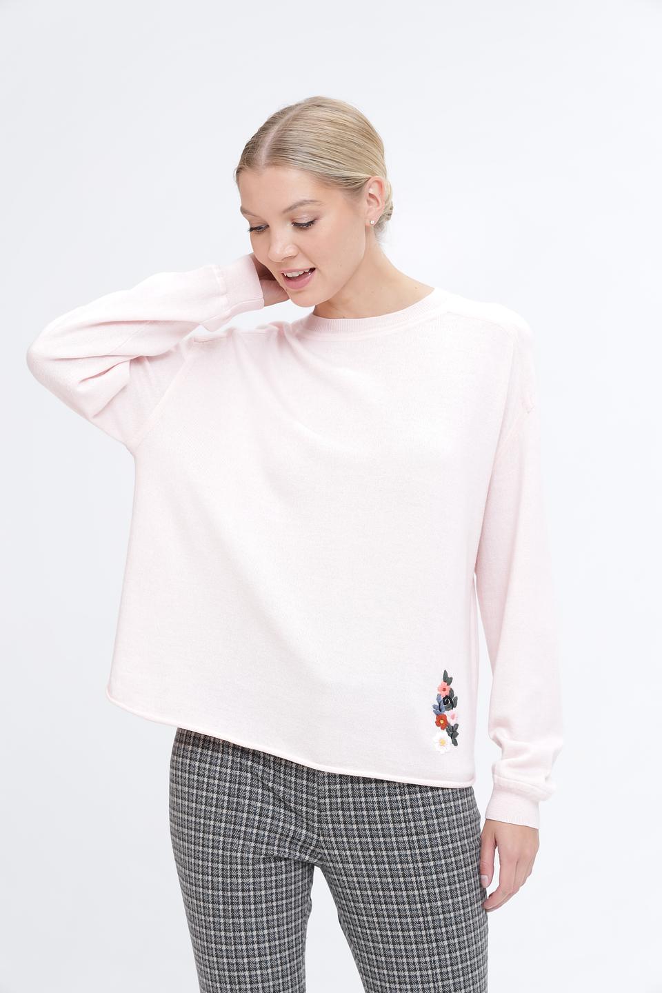 Пуловер Pezzo с вышивкой розовый