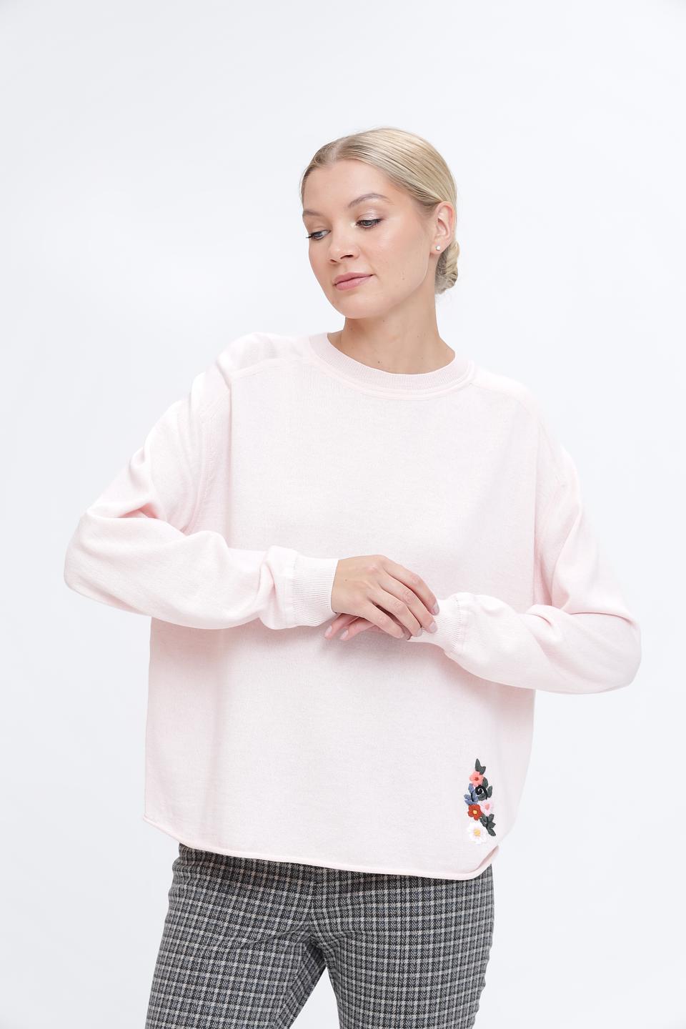 Пуловер Pezzo с вышивкой розовый