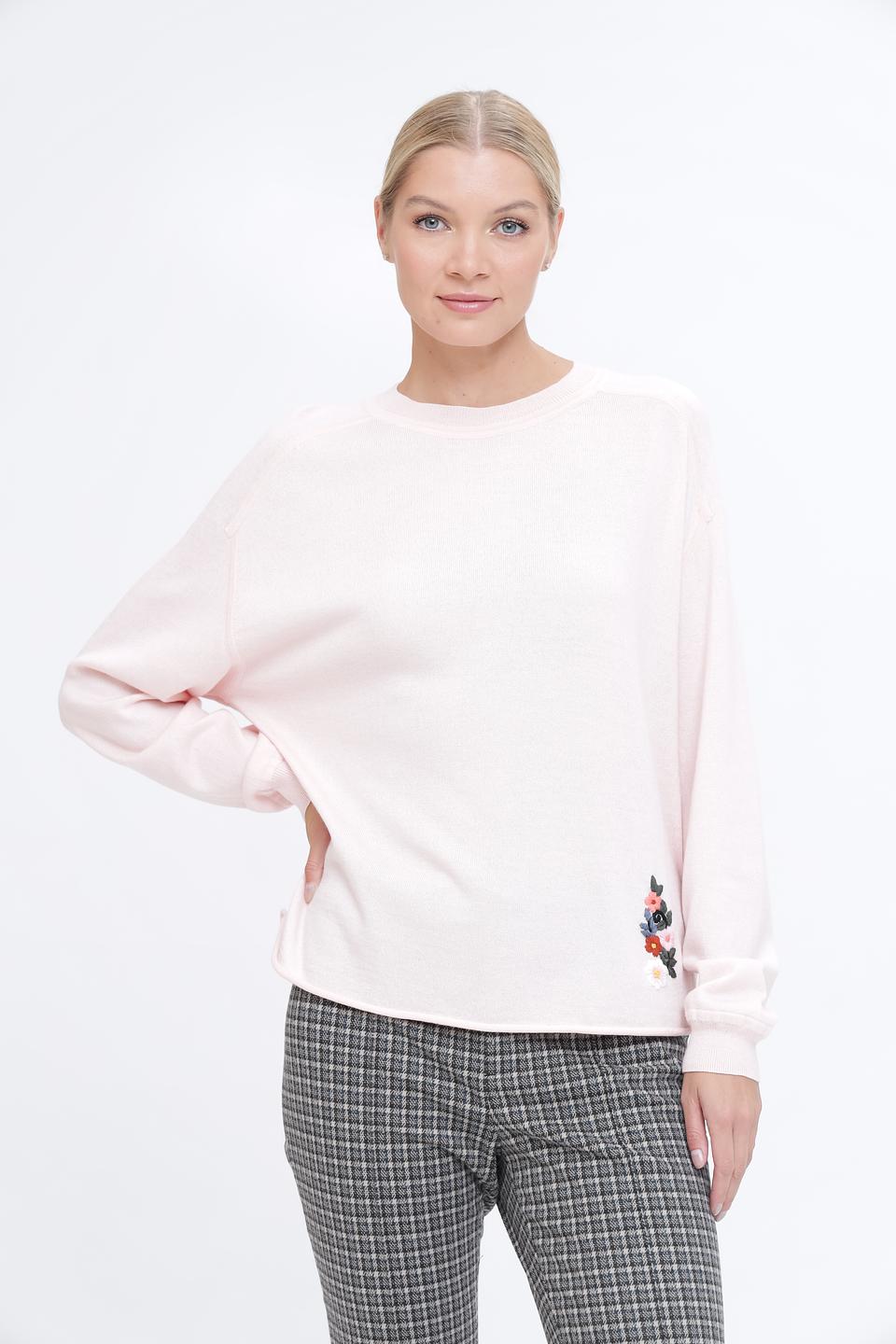 Пуловер Pezzo с вышивкой розовый