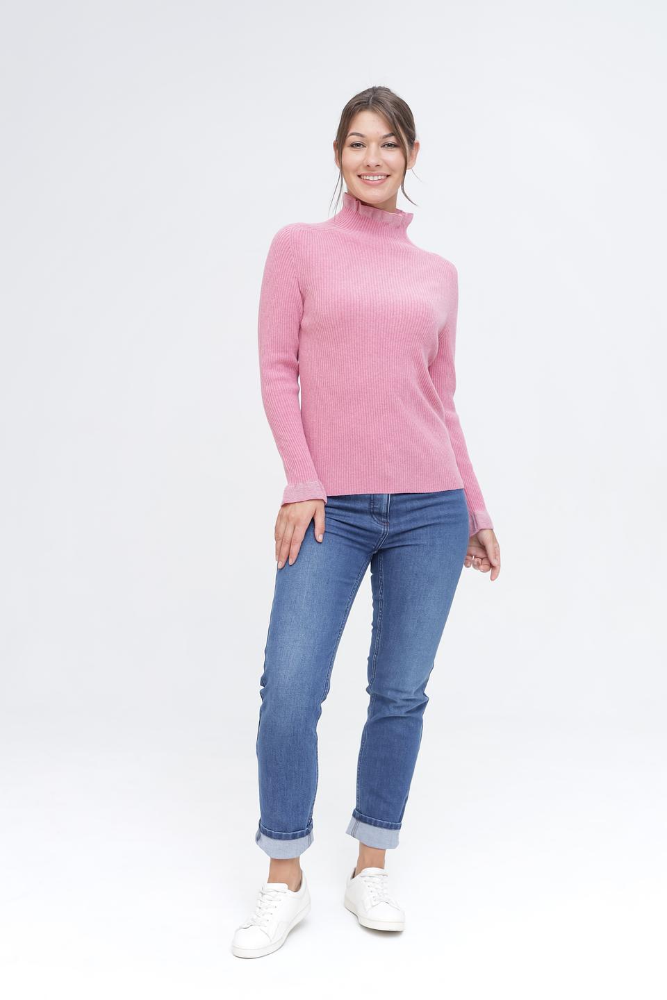 Пуловер Pezzo с воротником-стойкой розовый