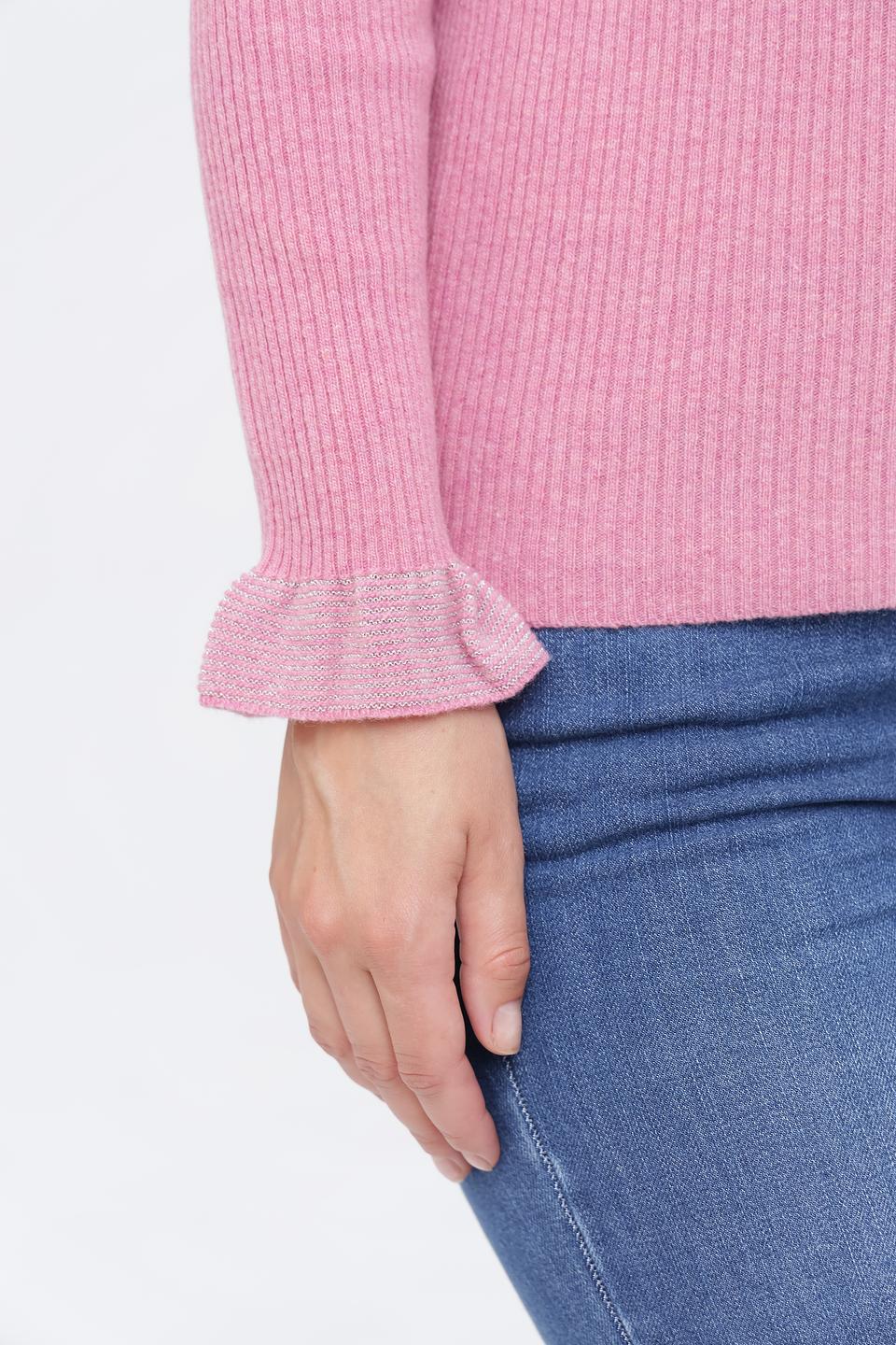 Пуловер Pezzo с воротником-стойкой розовый