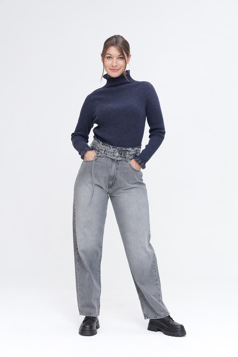 Пуловер Pezzo с воротником-стойкой тёмно-синий