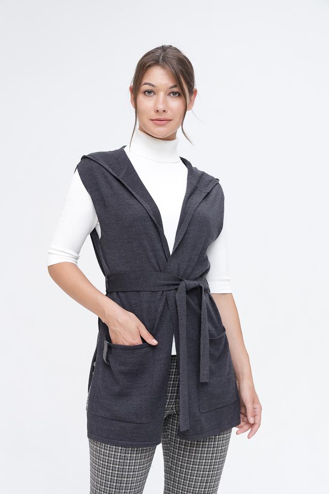 Жилет Pezzo с капюшоном серый