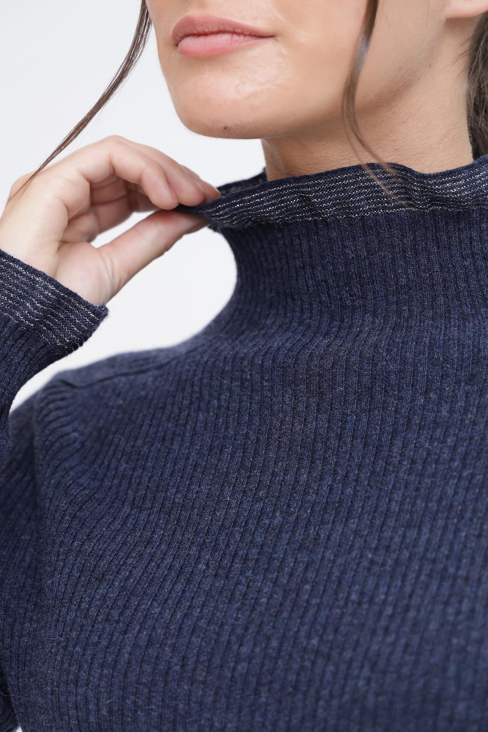 Пуловер Pezzo с воротником-стойкой тёмно-синий