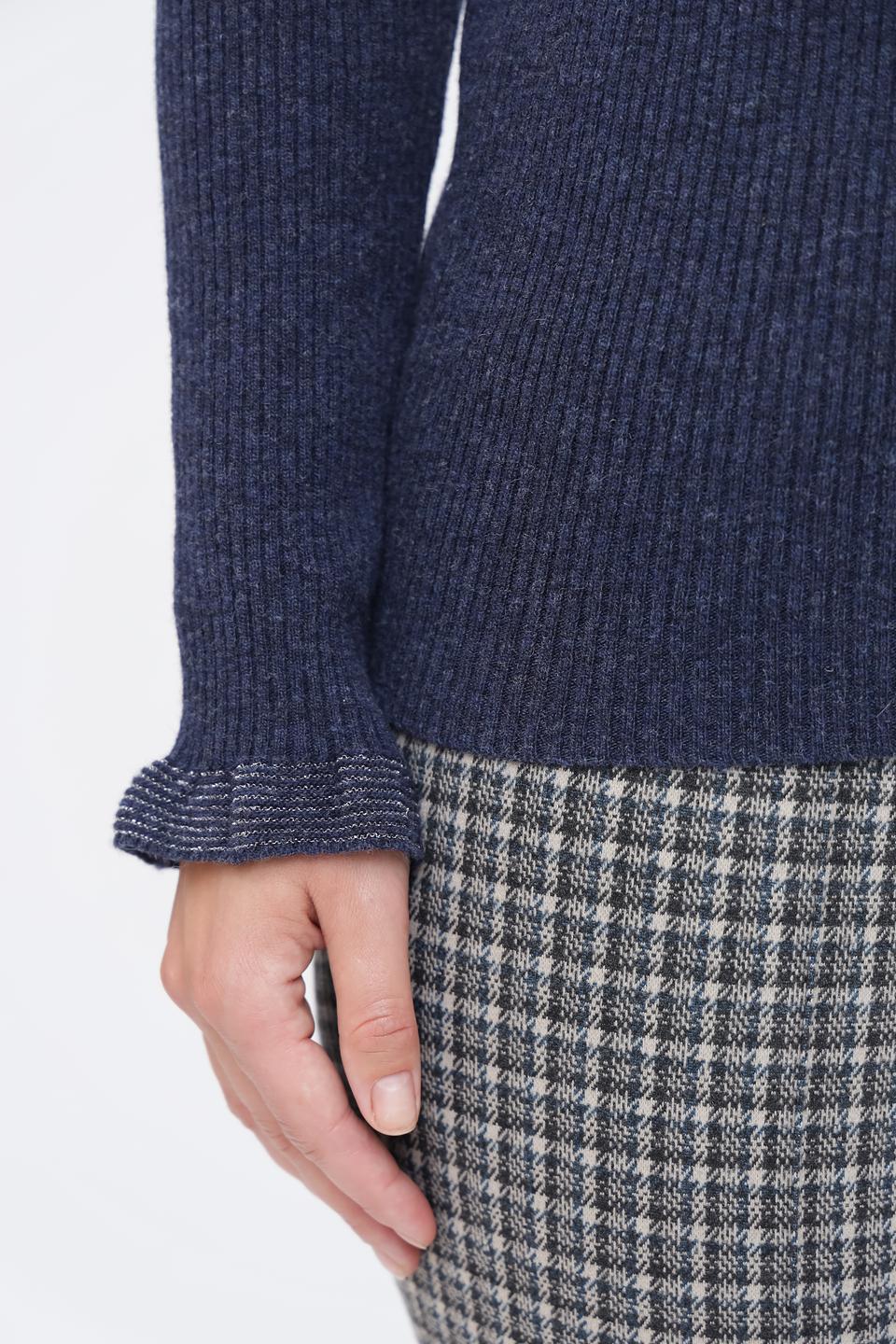 Пуловер Pezzo с воротником-стойкой тёмно-синий