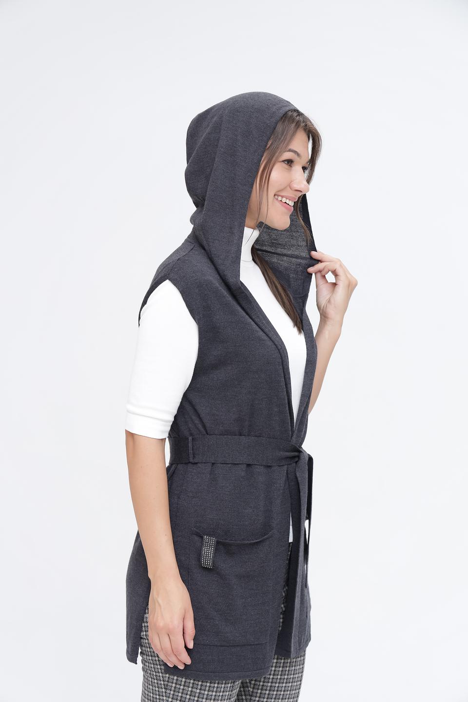 Жилет Pezzo с капюшоном серый