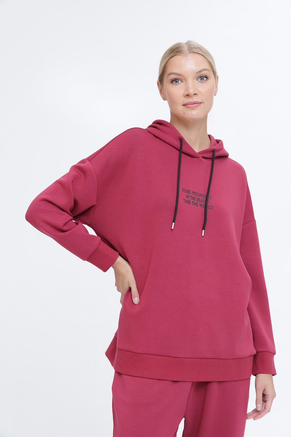 Толстовка Pezzo малиновая с капюшоном
