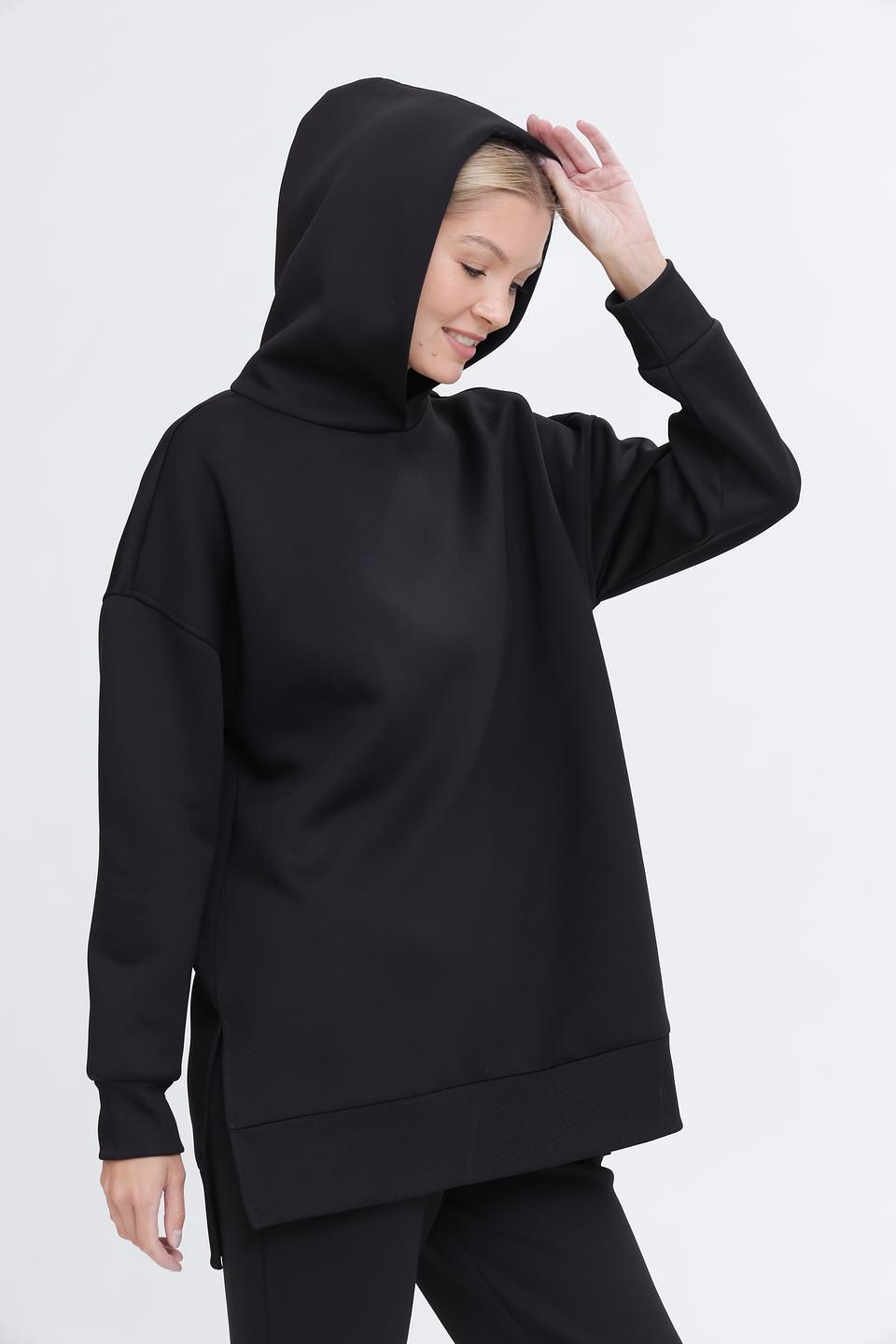 Пуловер Pezzo с капюшоном чёрный