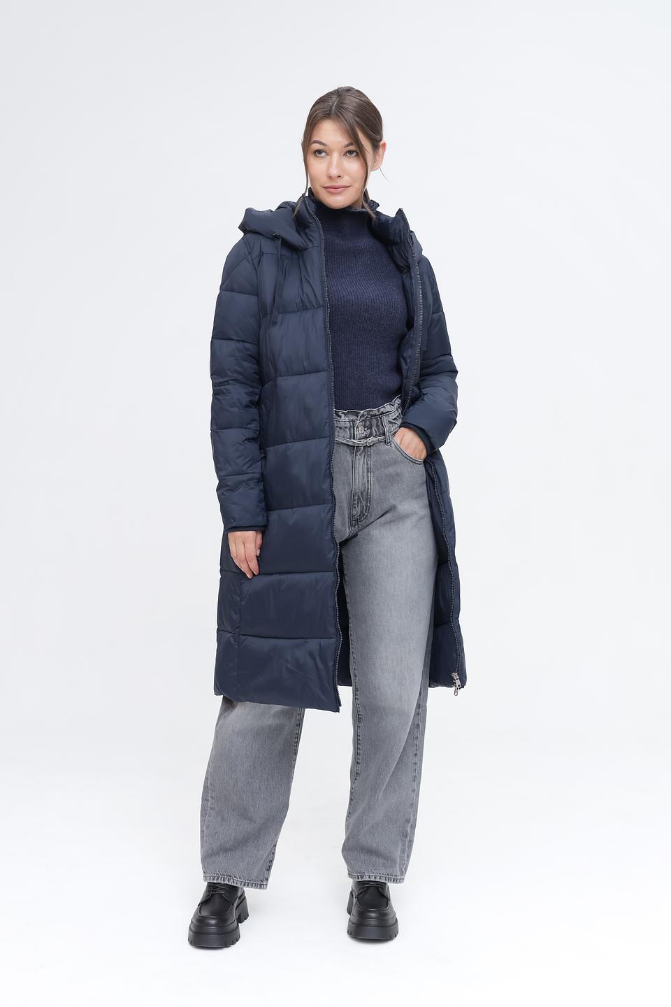 Пальто Pezzo стеганое тёмно-синее