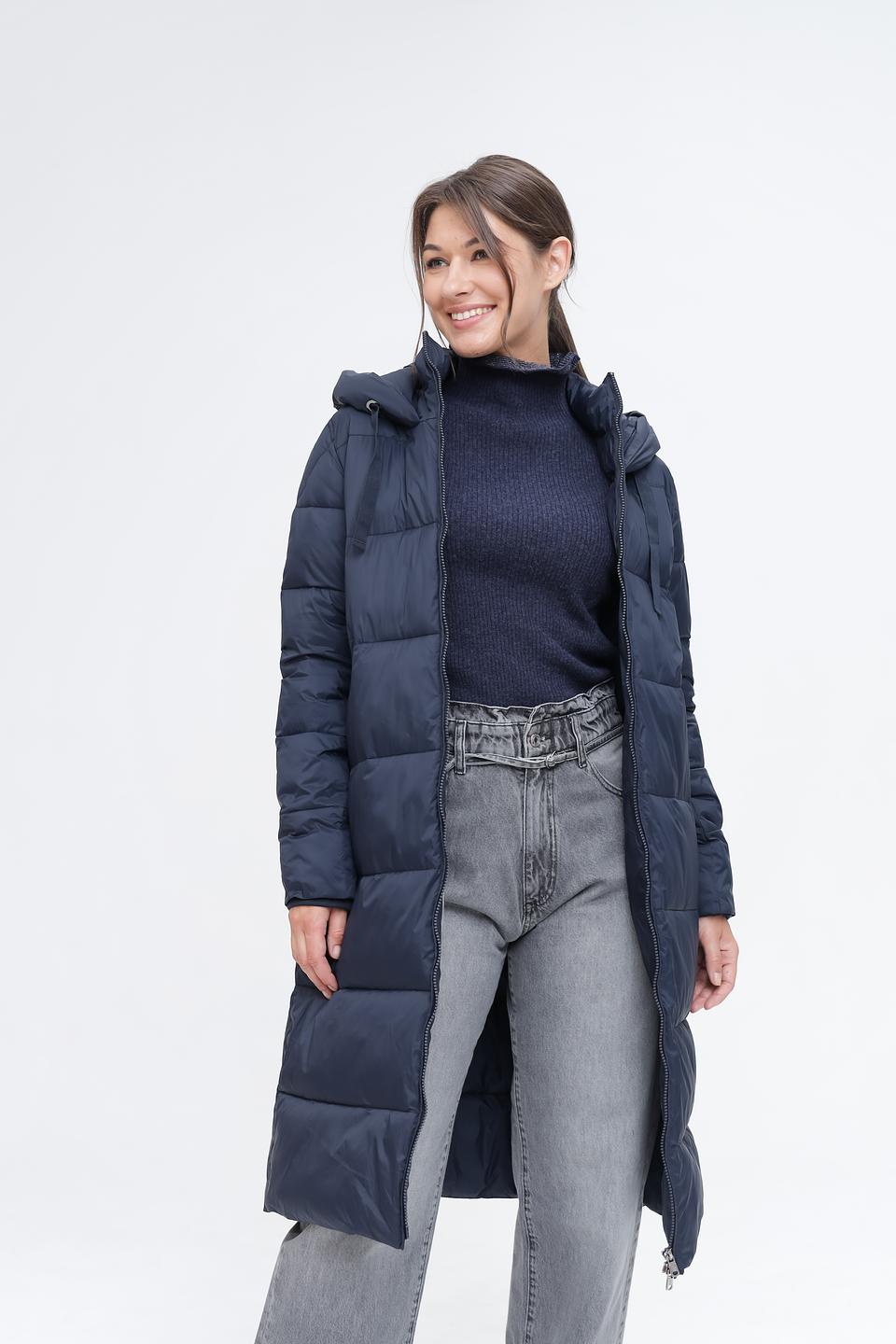 Пальто Pezzo стеганое тёмно-синее