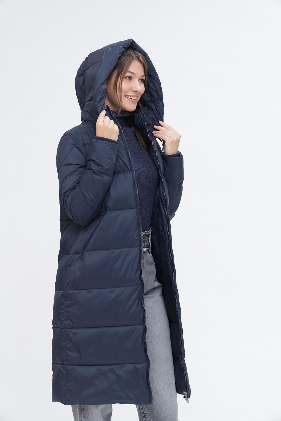 Пальто Pezzo стеганое тёмно-синее