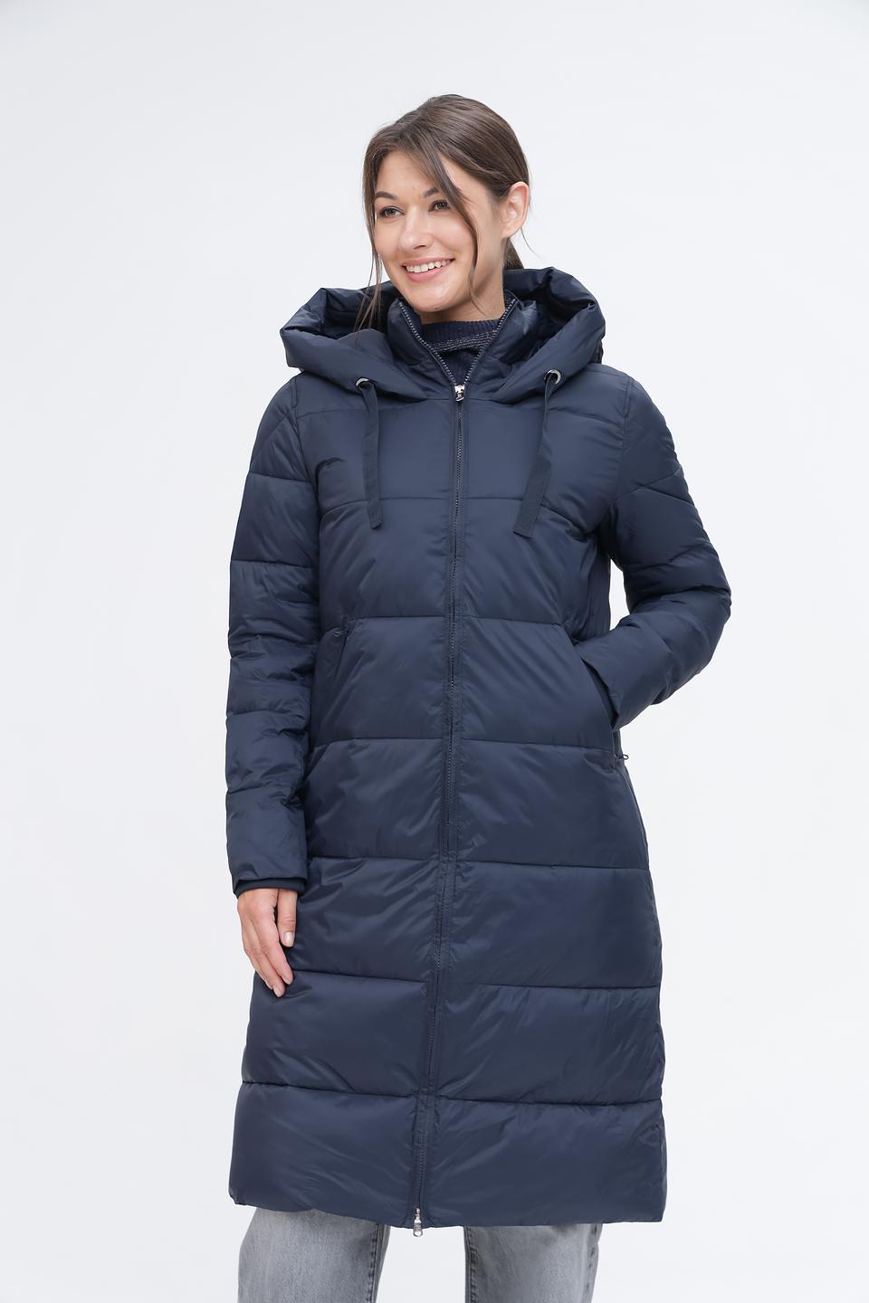 Пальто Pezzo стеганое тёмно-синее