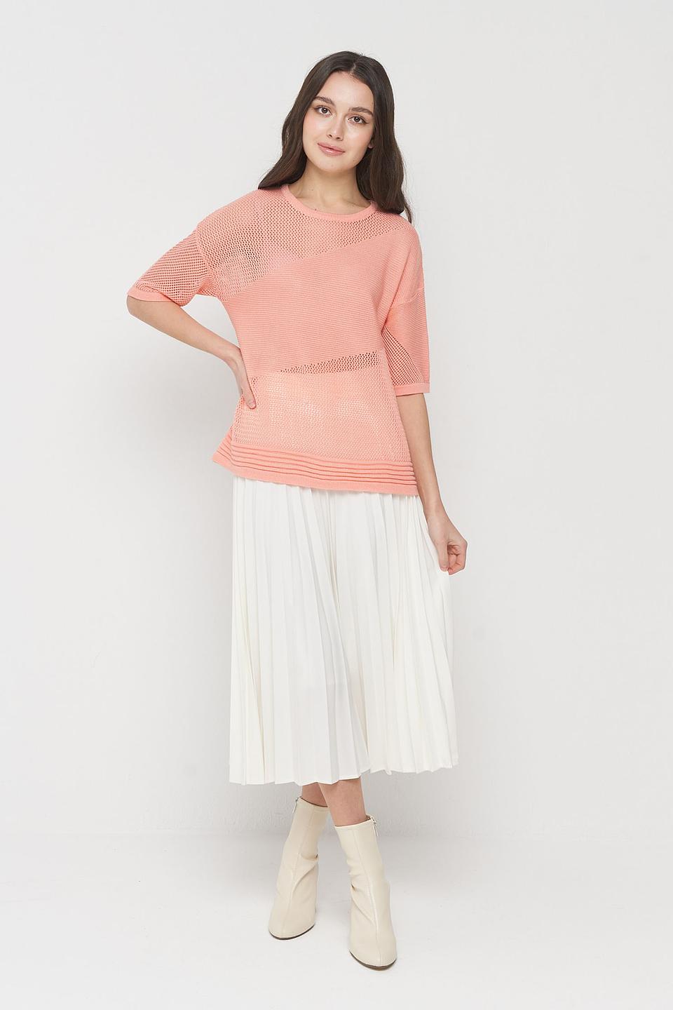 Джемпер VAY персиковый ажурный