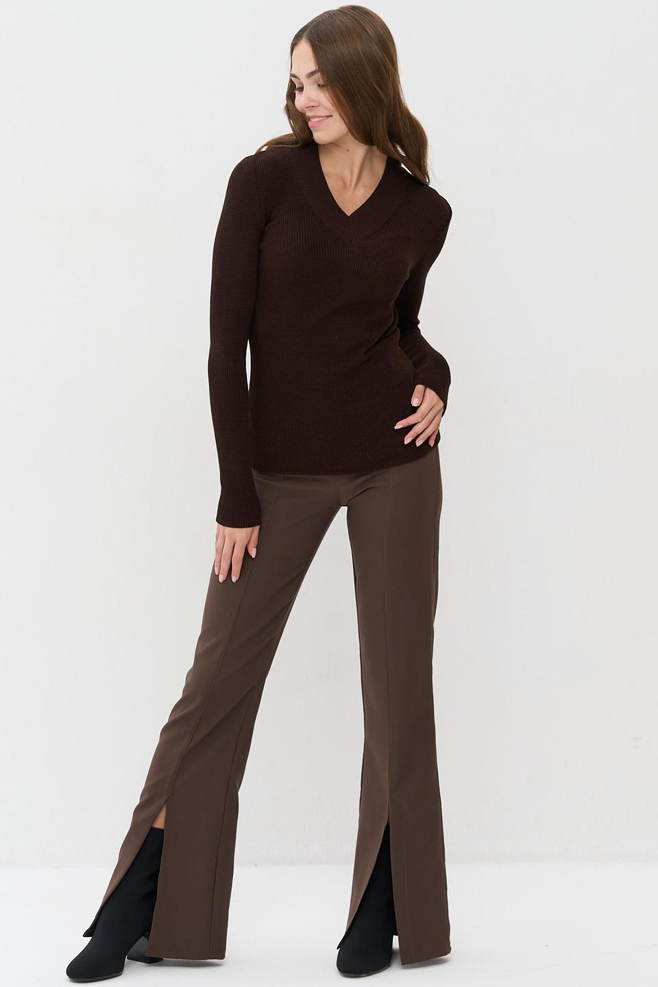 Джемпер VAY с V-образным вырезом коричневый