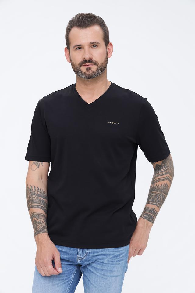 Футболка Bugatti чёрная V-образный вырез