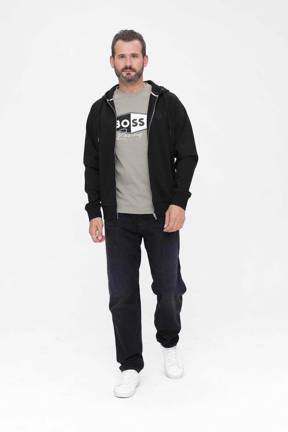 Кардиган Boss Black чёрный с капюшоном