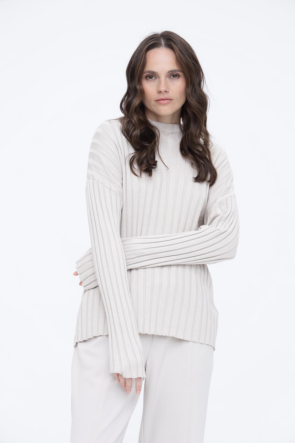 Пуловер Broadway в рубчик бежевый