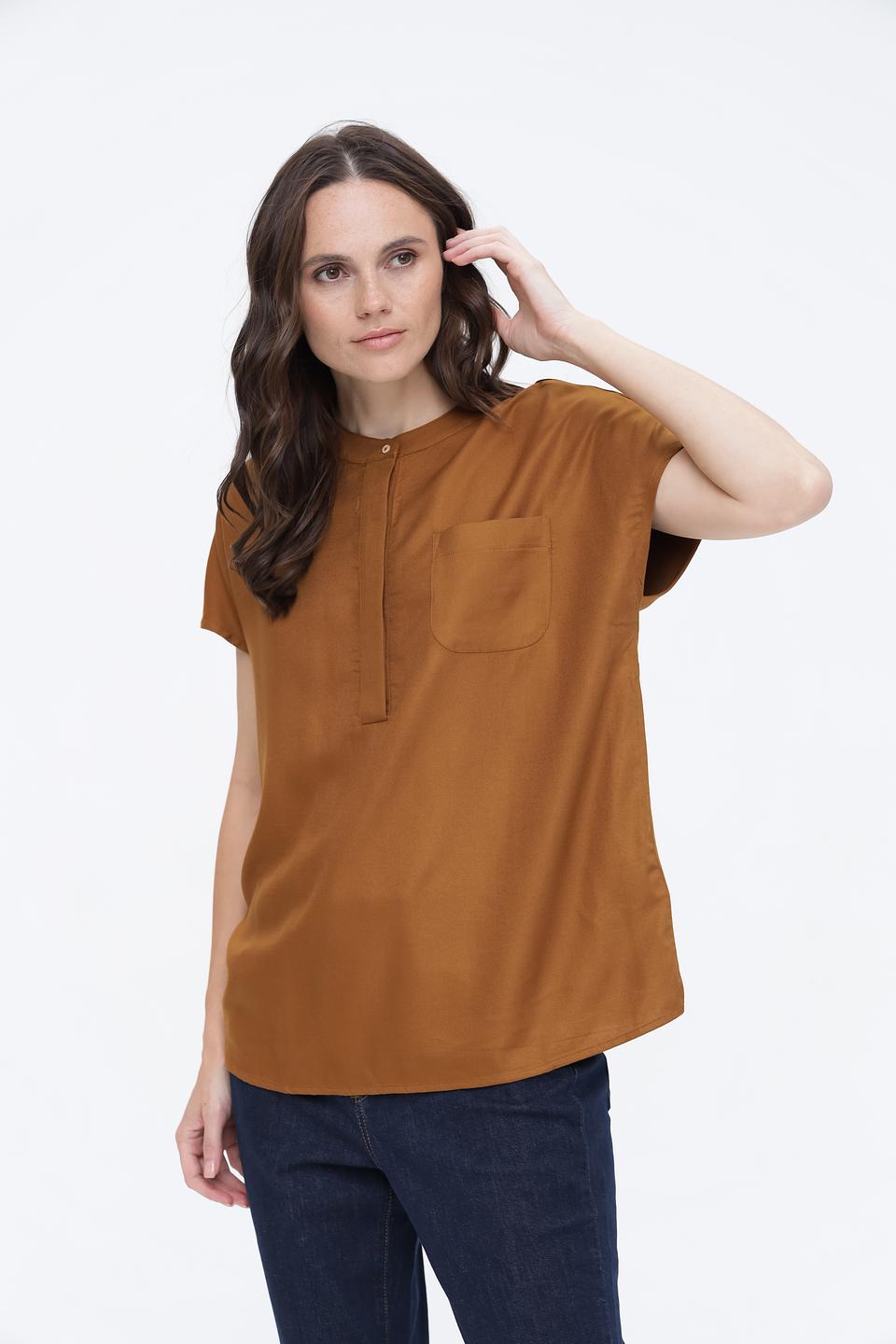 Блуза Oui с карманом горчичный