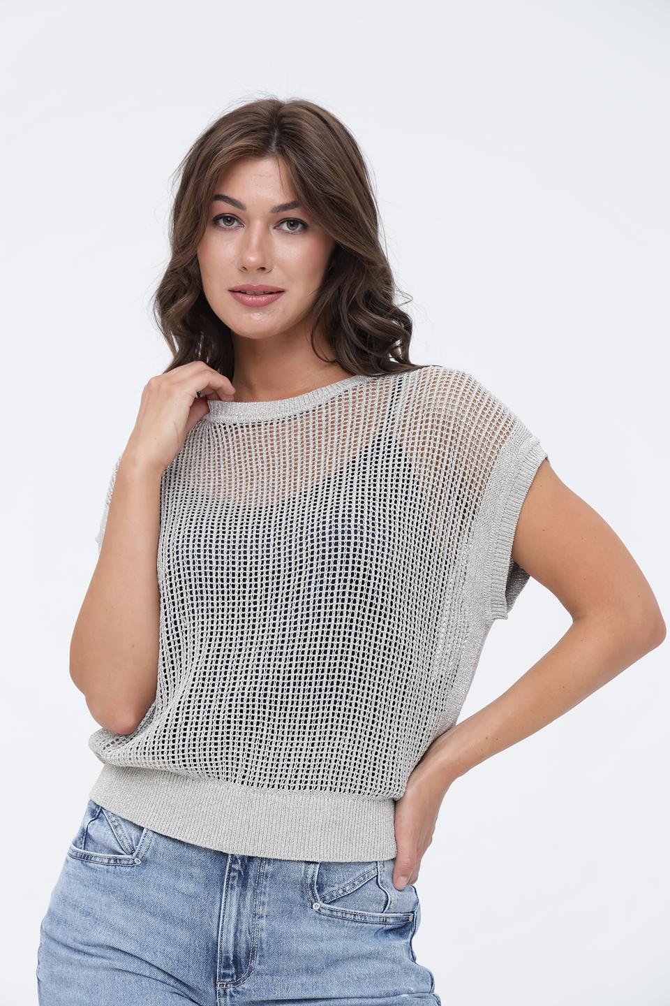 Пуловер Luisa Cerano сетчатый бежевый
