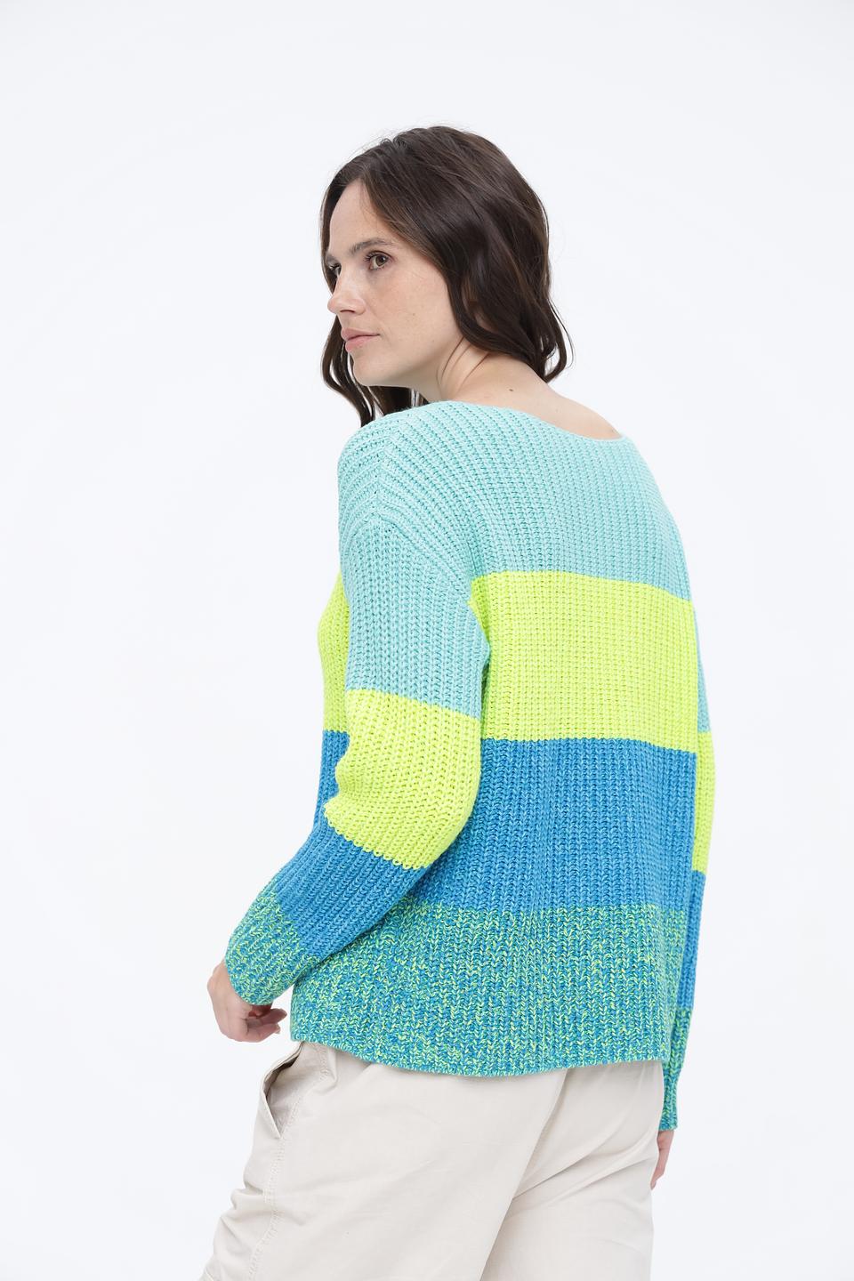 Пуловер Oui в полоску бирюзовый