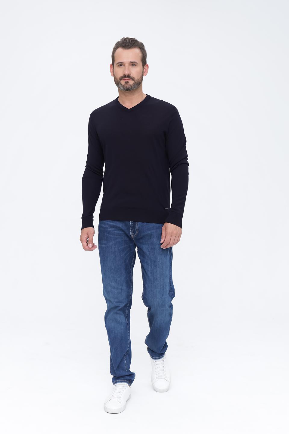 Джемпер Bugatti V-образный тёмно-синий