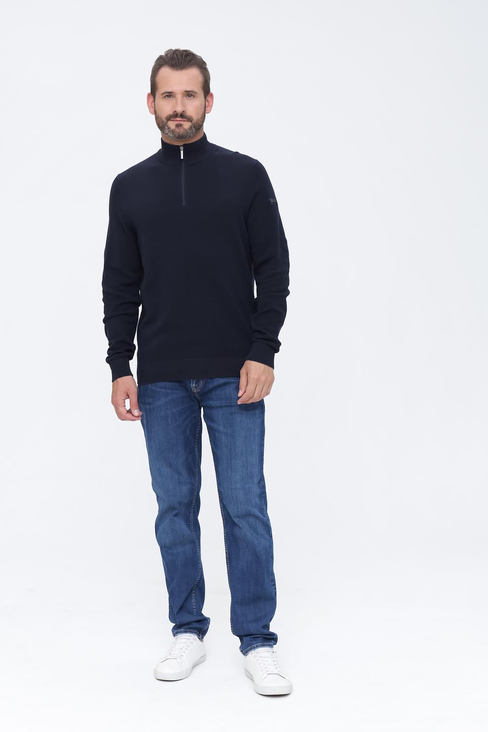 Пуловер Bugatti с молнией темно-синий