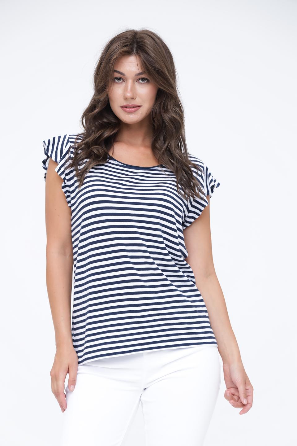 Футболка Monari в полоску с воланами