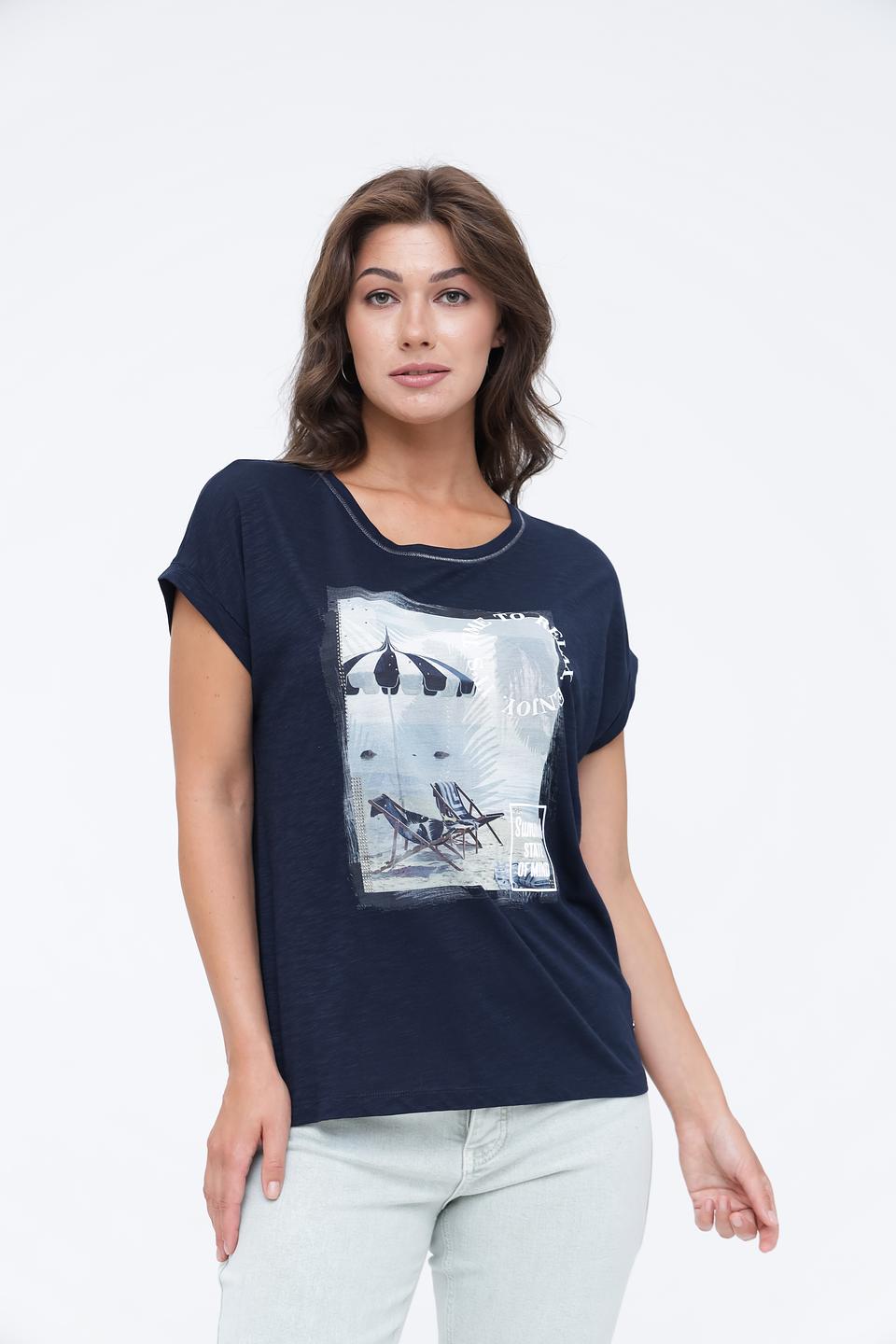 Футболка Monari с принтом темно-синяя