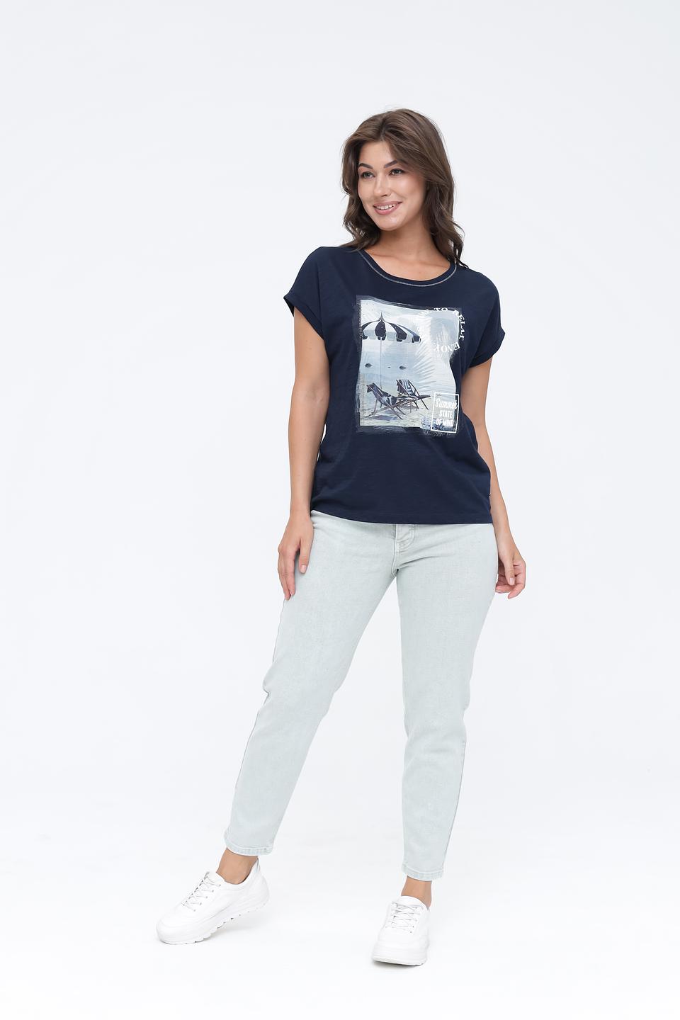 Футболка Monari с принтом темно-синяя