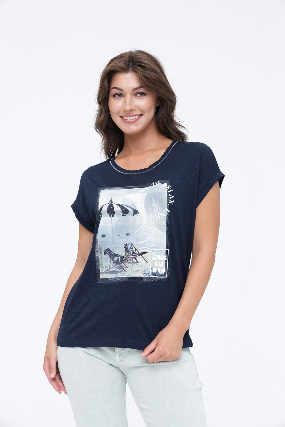 Футболка Monari с принтом темно-синяя