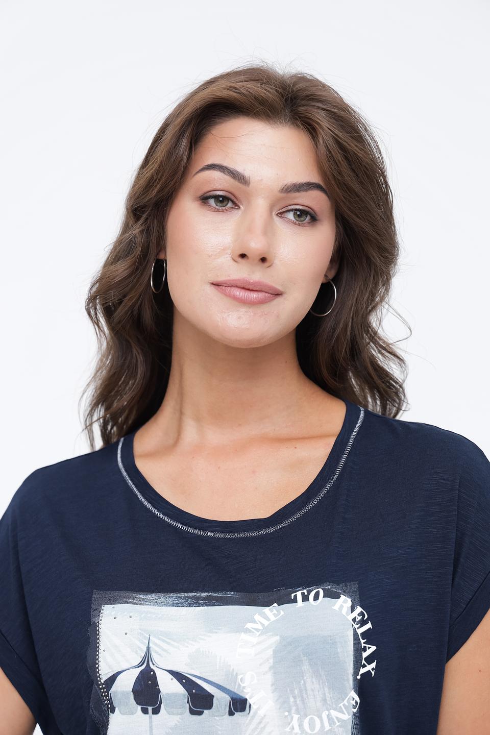 Футболка Monari с принтом темно-синяя