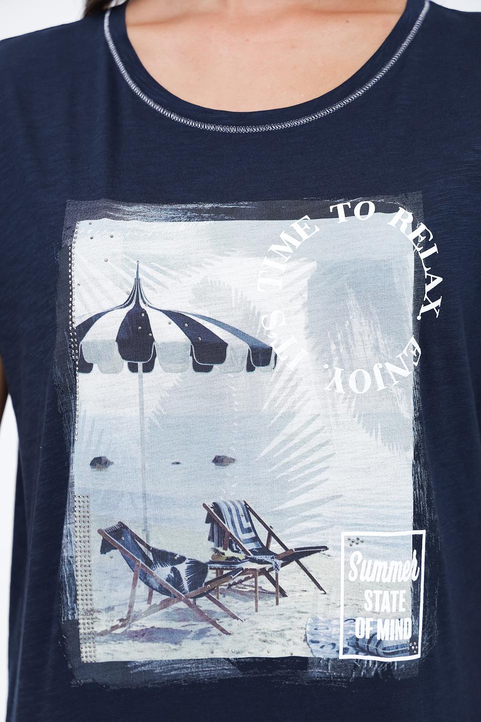 Футболка Monari с принтом темно-синяя