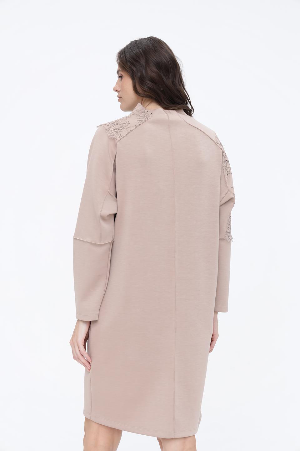 Платье Beatris с кружевом бежевое