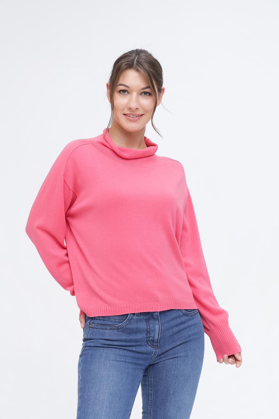 Пуловер Pezzo с горлом розовый
