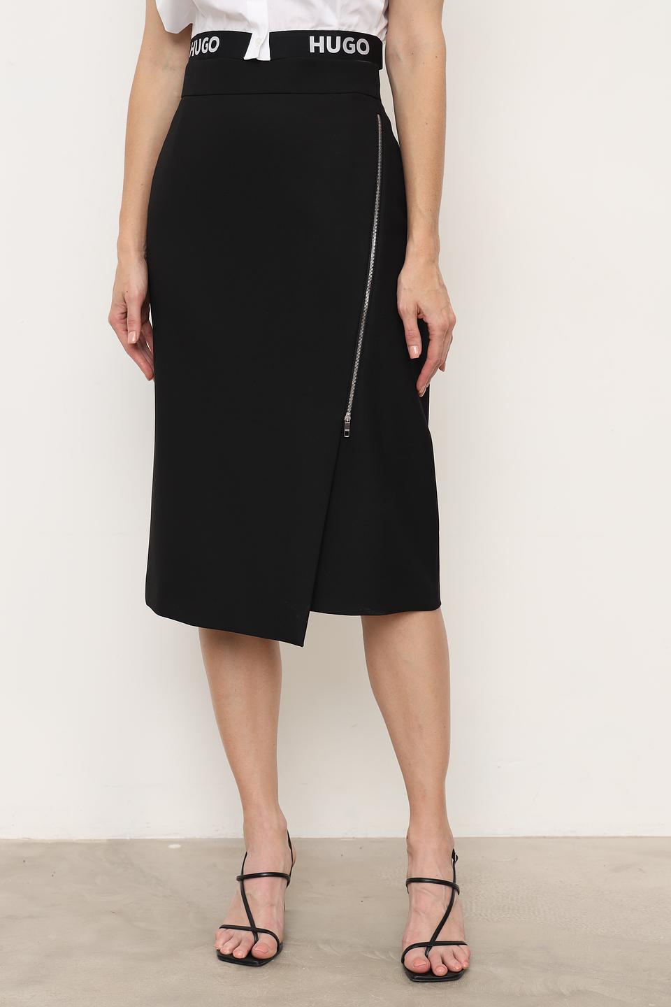 Юбка Boss Black с разрезом чёрная
