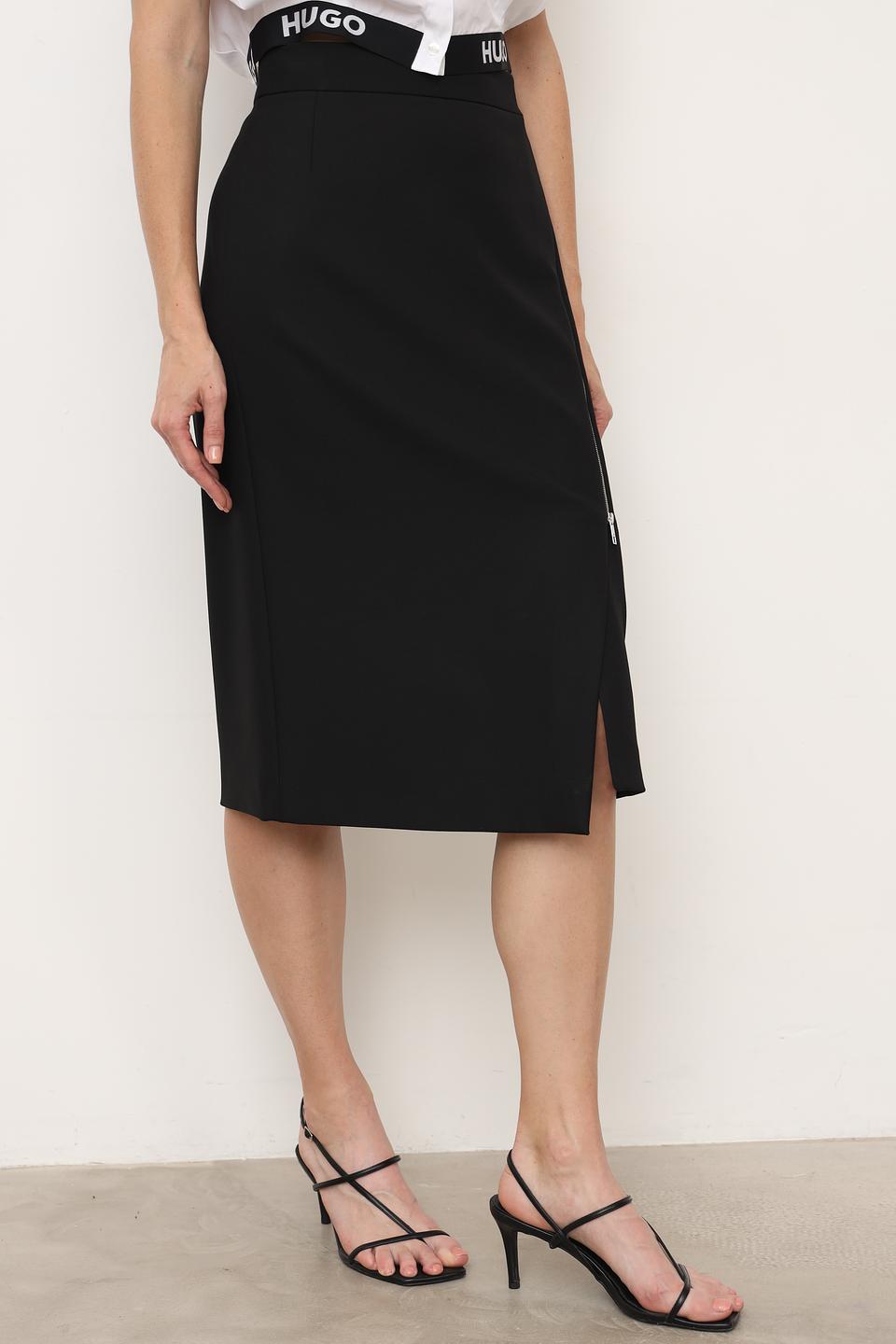 Юбка Boss Black с разрезом чёрная