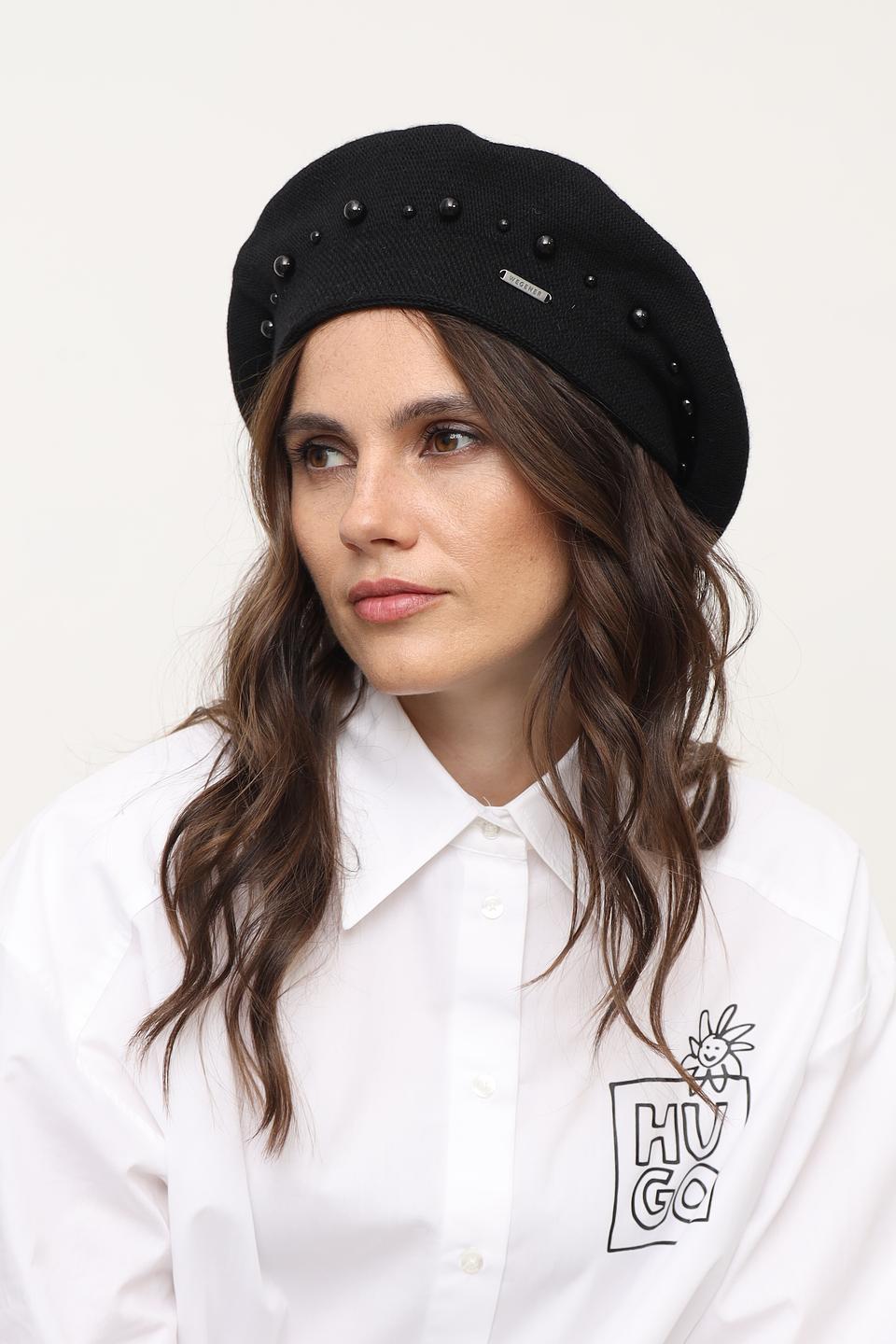 Берет Wegener с бусинами чёрный