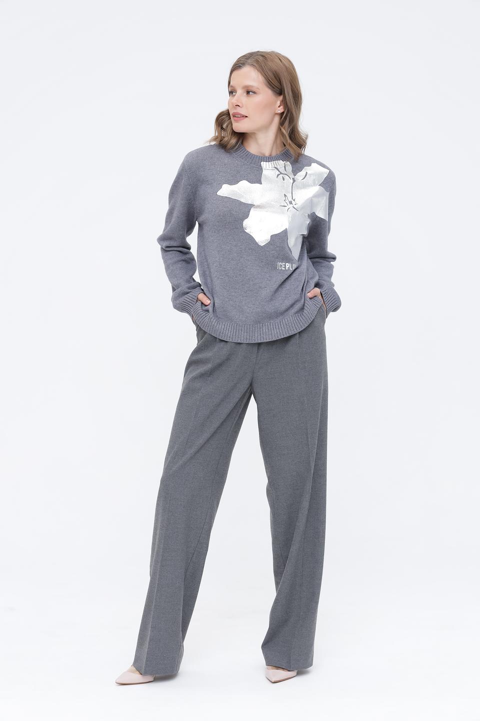 Джемпер Ice Play с лошадью серый