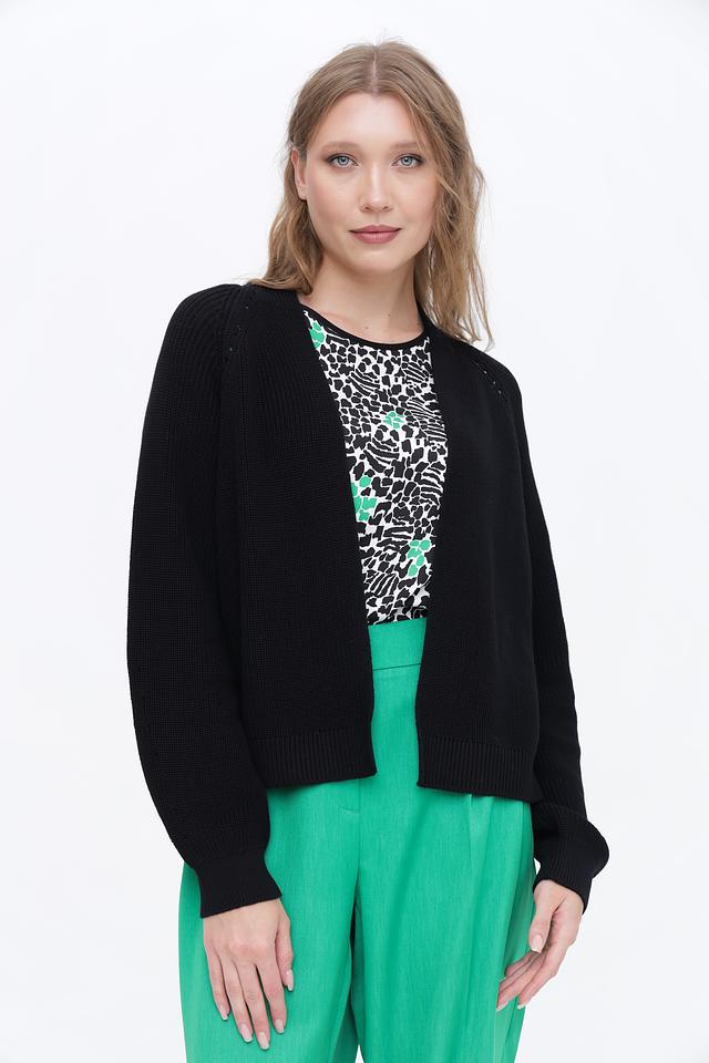 Кардиган Taifun чёрный с рукавами-фонариками