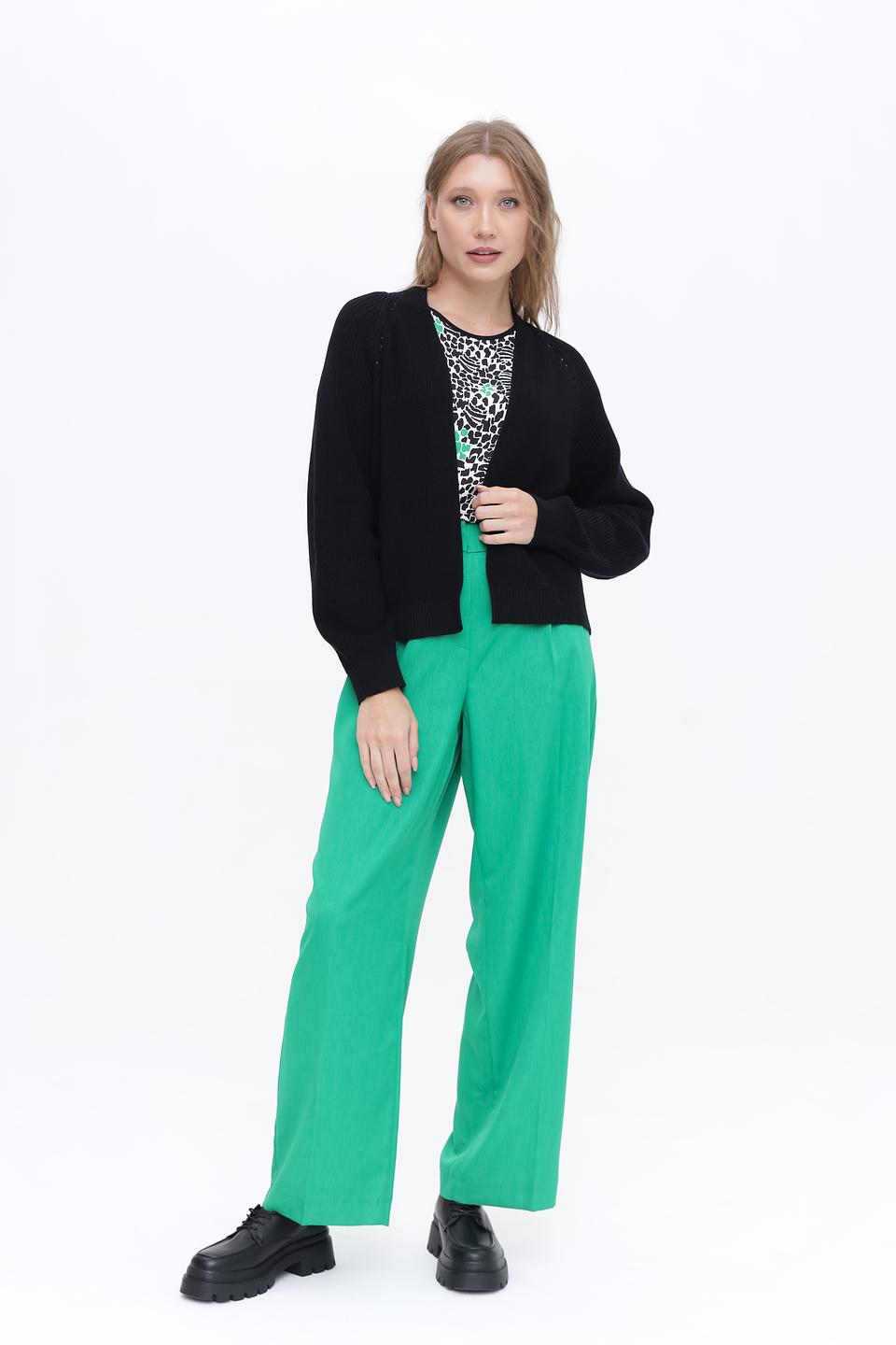 Кардиган Taifun чёрный с рукавами-фонариками