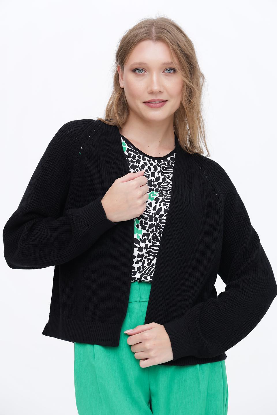 Кардиган Taifun чёрный с рукавами-фонариками