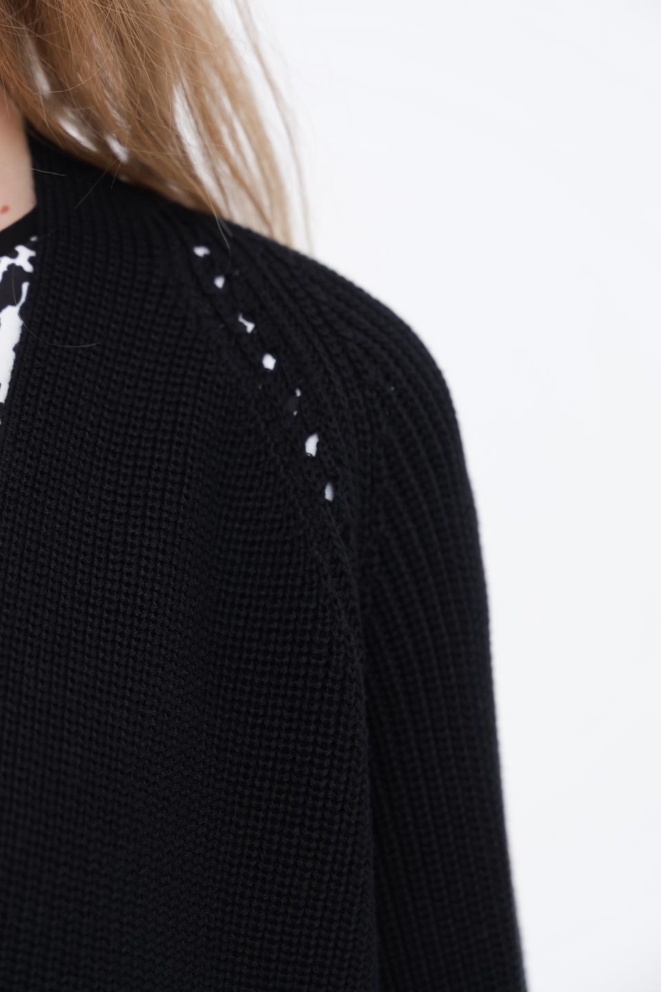 Кардиган Taifun чёрный с рукавами-фонариками