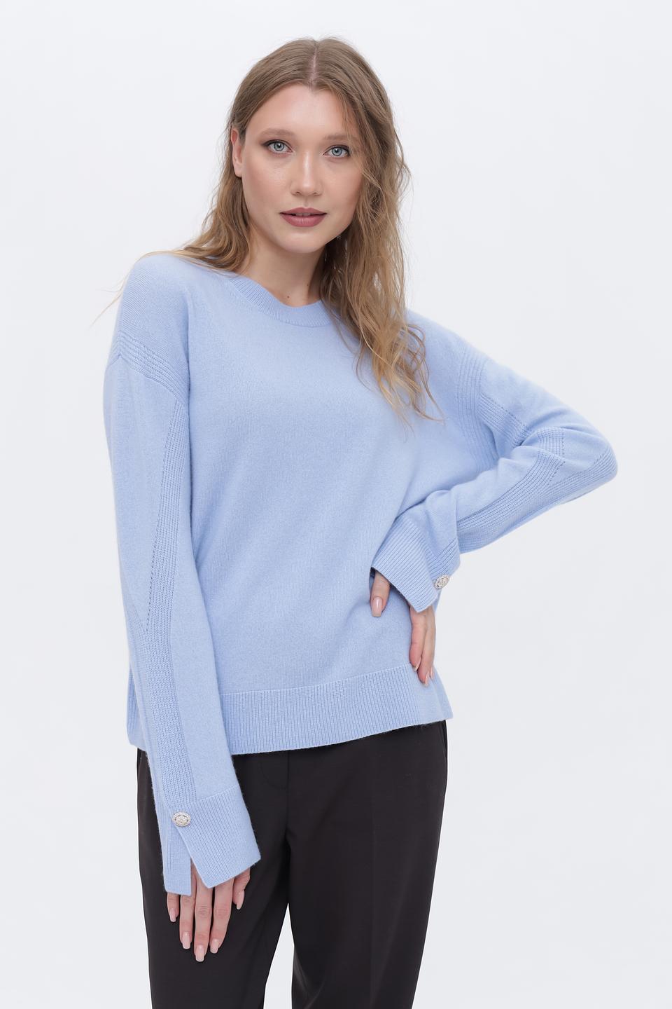 Пуловер Marc Cain голубой с декором